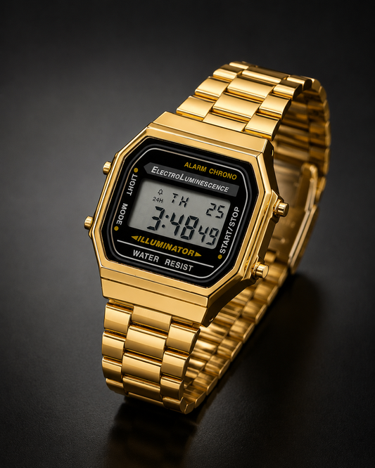 Panzo Vintage Gold Digital Illuminator Watch
