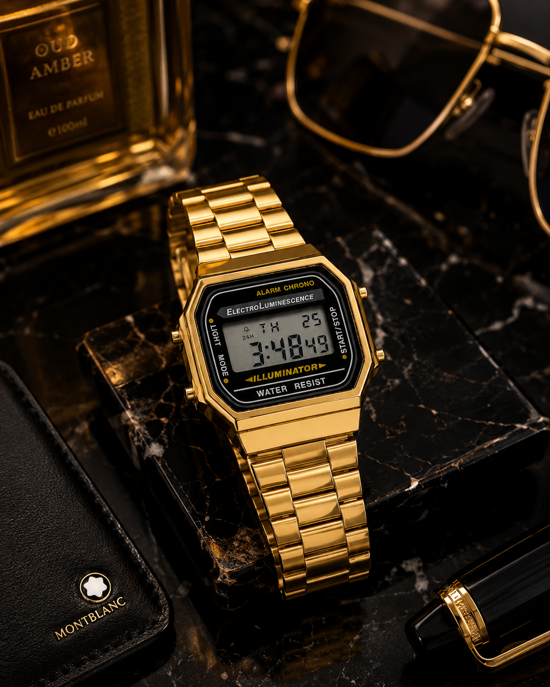 Panzo Vintage Gold Digital Illuminator Watch