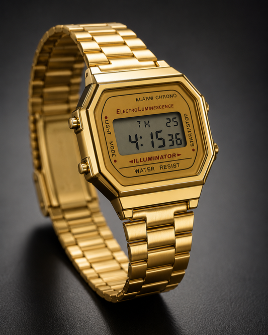 Panzo Vintage Gold Digital Retro Watch
