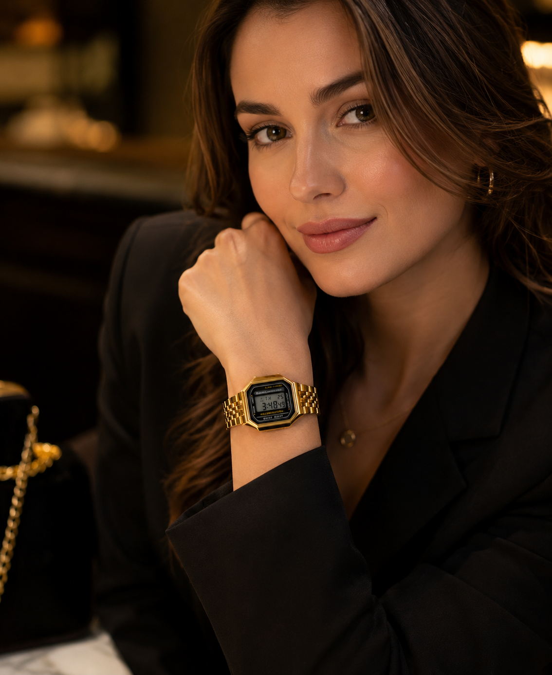 Panzo Vintage Gold Digital Illuminator Watch