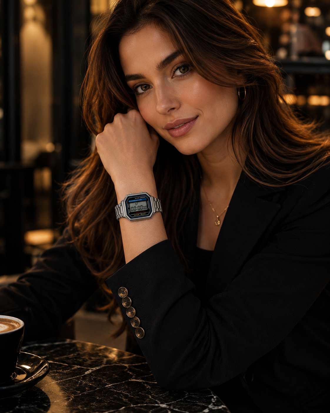Panzo Vintage Silver Digital Retro Watch