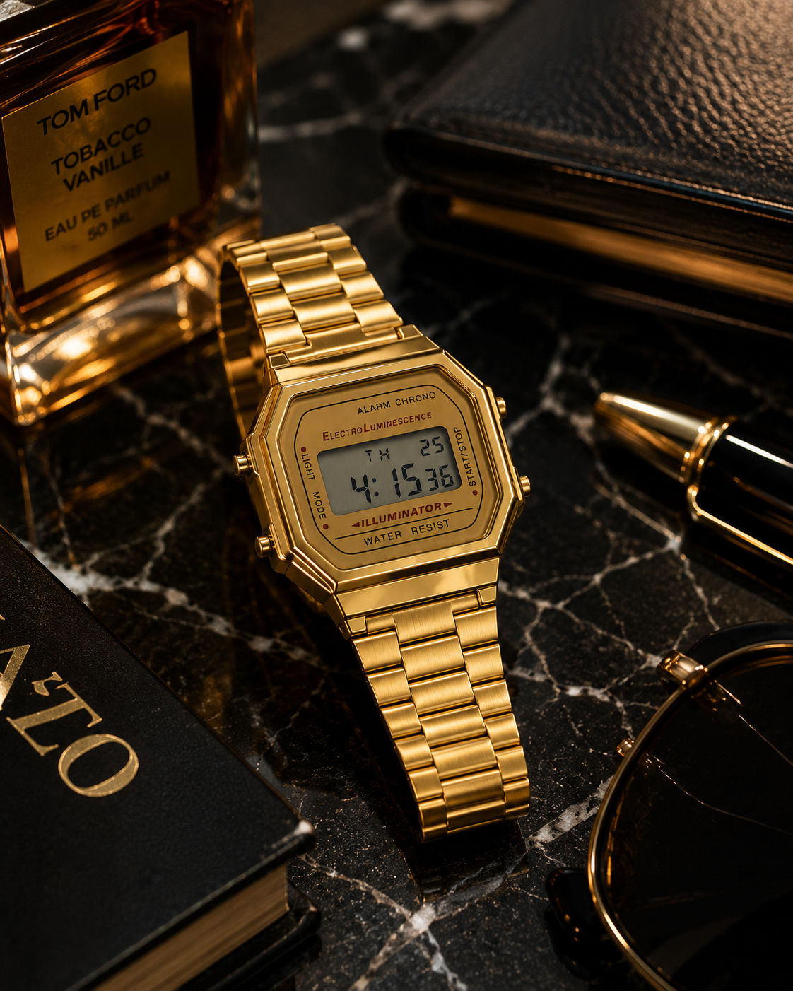 Panzo Vintage Gold Digital Retro Watch