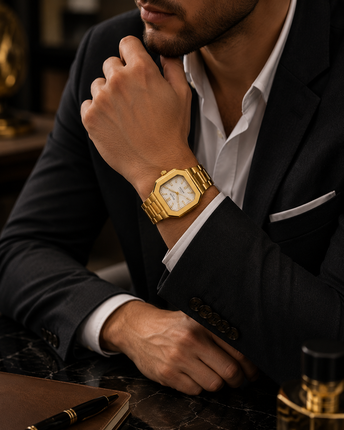 Panzo Royal Square Gold Watch