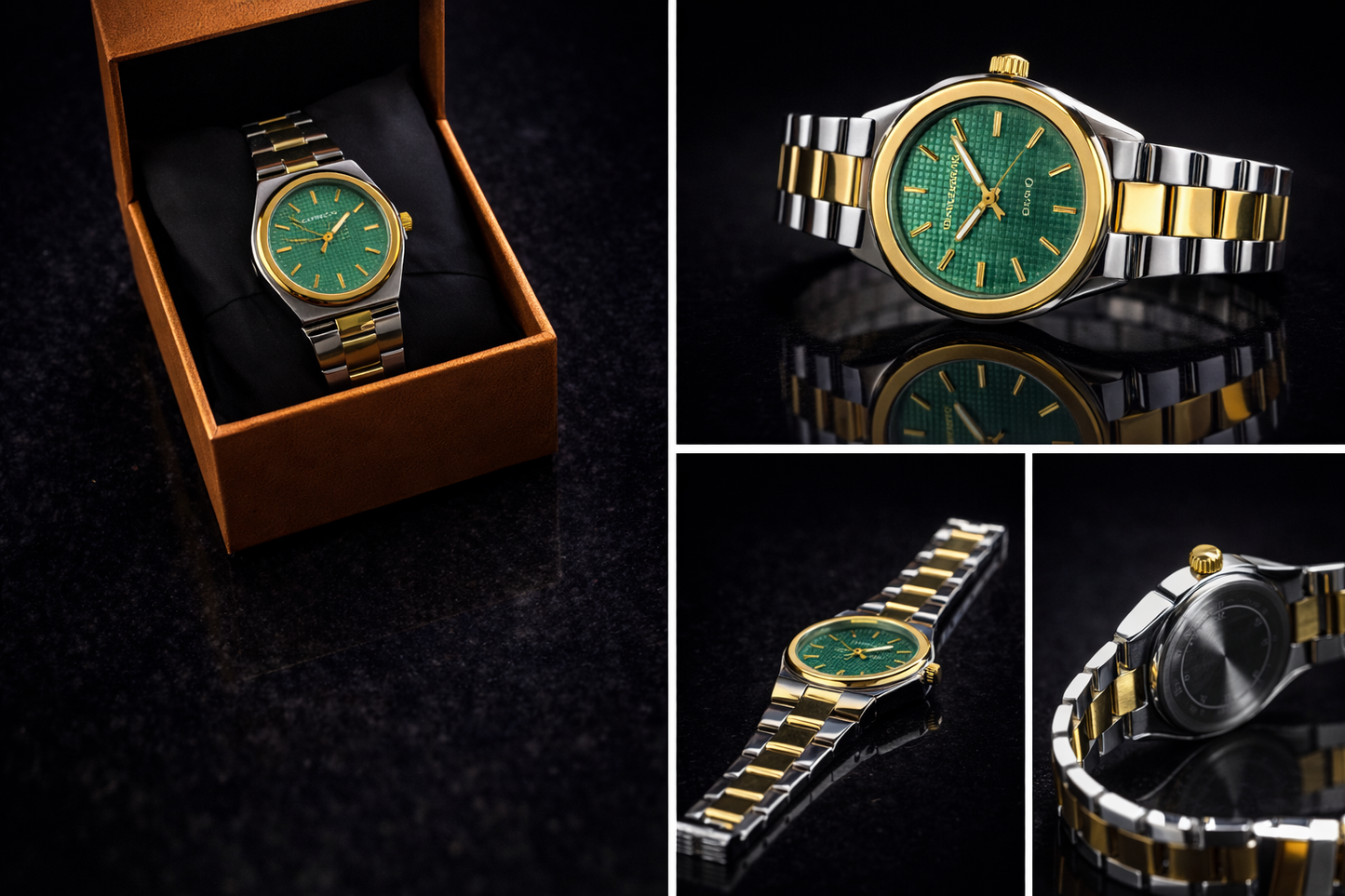 Panzo Skyline Prestige – Two-Tone Emerald Signature Timepiece