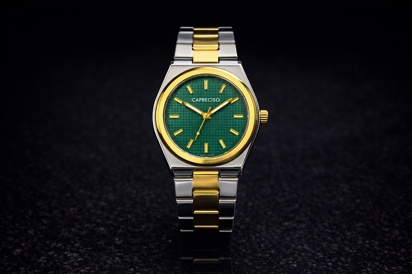 Panzo Skyline Prestige – Two-Tone Emerald Signature Timepiece