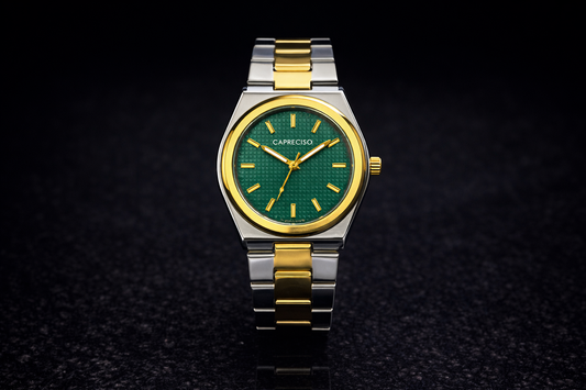 Panzo Skyline Prestige – Two-Tone Emerald Signature Timepiece