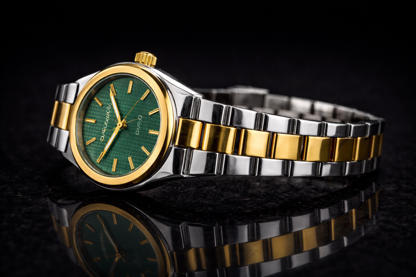 Panzo Skyline Prestige – Two-Tone Emerald Signature Timepiece