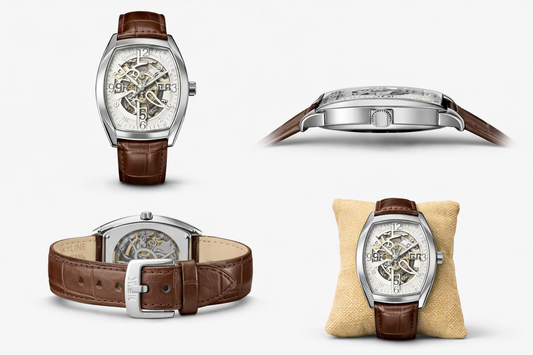 Panzo -Celestium Curve – Skeleton Automatic Leather Watch